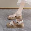 Zapatos de Mujer de Talla Grande Sandalias Romanas de Suela Gruesa Sandalias de Playa Tejidas de Verano para Mujer con Hebilla de Una Línea de Suela Blanda