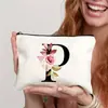Necessaire impermeável com fecho de zíper, estampa floral, leve e versátil para mulheres