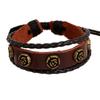 Pulsera de cuentas de transferencia de moda europea y americana, pulsera tejida de piel de vaca, pulsera de bronce rosa, joyería, lote mixto