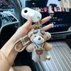 Chaveiro Urso de Pelúcia de Desenho Animado com Óculos e Macacão Boneca Fofa Chaveiro para Carro Boneca Fofa Pingente para Bolsa