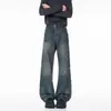 Calça jeans masculina Xintang, corte solto, estilo American high street, lavada e com aspecto desgastado, azul vintage, emagrece, valoriza a silhueta, comprimento até o chão, moderna e estilosa