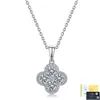 Plata de Ley S925 Colgante de Trébol de Cuatro Hojas con Moissanita Cadena para Clavícula Cadena para Suéter Accesorios Europeos y Americanos Joyería de Lujo Ligero Transfronteriza En Stock