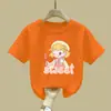 2302# ropa infantil verano nuevo estampado de dibujos animados de niña algodón cuello redondo manga corta camiseta casual ropa casual