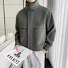 Chaqueta de lana para hombre, nuevo estilo otoño e invierno, versión coreana de moda, elegante y genial, abrigo corto grueso de lana--2 piezas