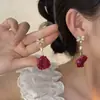 Brincos Simples Estilo Floresta Rosa Seco para Mulheres, Luxo Acessível, Alto Padrão, Nicho, Doce Elegante, Brincos e Brincos de Flor Imortal