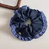 Lenço Quadrado Xadrez Jeans Estilo Coreano Scrunchie para Mulheres 2026 Novo Ins Laço Grande Gravata de Cabelo Acessório de Cabelo