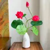 Flor Artificial de Lótus Novo Estilo Chinês Salão Budista Buquê de Lótus Ornamentos de Flores Artificiais de Alta Qualidade Arranjo de Flores para Sala de Estar Adereços Florais