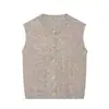 Cardigan colete de tricô com gola redonda, floral, versátil, casual, da moda, best-seller europeu e americano da AliExpress