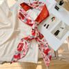 Bufanda de seda pequeña con estampado floral rojo festivo, de moda, para mujer, para primavera y verano, decorativa, para bolso, de seda sintética, hecha a mano, Happy Shop.