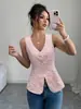 Tops Sem Manga Europeus e Americanos Transfronteiriços para Mulheres, Novos Coletes de Moda de Comércio Exterior para o Verão, Afinando o Temperamento