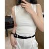Louvre Verano Nuevo Estilo Coreano Holgado Acanalado Racer Chaleco Ajustado Elástico Sin Mangas para Mujer