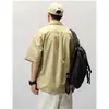 Camisa de Trabalho de Seda Gelada de Verão para Homens, Camisa Solta de Manga Curta com Bolso, Jaqueta Fina Versátil Estilosa da Moda de Rua para Homens