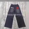 Tiro Real Transfronterizo Harajuku Americano Vintage Estampado de Murciélagos Jeans Sueltos para Hombre Pantalones Street Y2K