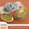 Estilo coreano aço inoxidável disco oval comercial placa de churrasco placa de churrasco prato dourado em forma de ovo de ouro restaurante ocidental prato de prato de peixe cozido no vapor