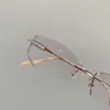 Gafas sin Marco Estilo Nuevo 2022 para Mujer con Borde Brillante y Lentes Incrustados con Diamantes, Montura de Gafas de Titanio Puro Ultraligera, Gafas Graduadas con Borde Cortado