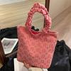 Bolsa de lona feminina grande capacidade 2023 nova versátil de ombro bolsa de noiva para casamento bolsa de tecido nicho bolsa de balde portátil