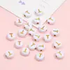 Cuentas de Acrílico 4*7mm Fondo Blanco Inglés Letra Dorada Letra Única Cuentas Planas DIY Accesorios para Joyería de Educación Temprana para Niños
