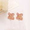 Aretes de Perla Moda Gama Alta Borla DIY Moño Diamante Forma de Corazón Zirconia Aretes Florales de Gota de Aceite
