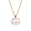 Collar con colgante de gato bonito de moda europea y americana, joyería de aleación con forma de animal para mujer, cadena de suéter de dibujos animados de nicho que combina con todo OL