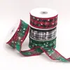 Cinta a Cuadros Copo de Nieve con Borde de Alambre Navideño Transfronterizo Decoración de Atmósfera Navideña para Regalo Cinta para Lazos DIY
