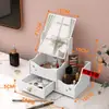 Caja de Almacenamiento con Cajón de Escritorio Espejo de Maquillaje Organizador de Joyas Productos para el Cuidado de la Piel Tocador Estante de Almacenamiento para Mascarillas y Labiales Popular