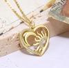 Colgante sencillo de cobre dorado con circonita en forma de corazón, collar de mujer en forma de O, joyería geométrica, colgante de luna y estrella dulce