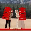 Adereço de Foto Portátil Caractere Dupla Felicidade para Casamento, Decoração Vermelha Especial em Tecido Não Tecido, Caractere Dupla Felicidade Grande para Casamento, Noivado, Registro de Casamento e Vestido de Noiva