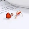 Clavo de Oreja de Hilo de Ágata Roja para Mujer Plata de Ley 925 Nuevo 2022 Forma de Corazón Clavo de Hélice de Oreja Joyería de Oreja Simple Versátil