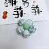 Flor de Cinco Pétalas 3D Decoração de Sapato, Acessórios para Roupas, Laço Xadrez de Tecido, Acessórios de Cabelo DIY, Acessórios para Cabeça, Pingente de Bolsa