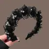 Diadema de encaje y pedrería de alta calidad estilo coreano con púas, diseñada para realzar la coronilla de la cabeza, haciendo que el rostro parezca más pequeño, accesorio para el cabello versátil