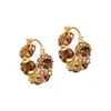 Hebilla de oreja circular de diamantes completos súper brillante retro elegante francesa diseño de nicho pendientes de lujo ligero exquisitos pendientes de alta gama para mujer