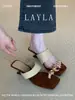 Pantuflas de Lujo Estilo Francés para Mujer, Adecuadas para Usar en Primavera con Faldas, Sandalias de Tira Plateadas de Tacón Alto, Pantuflas de Suela Gruesa sin Cierre