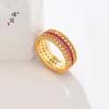 Tienda de Oro Puzuo Mismo Estilo Oro Arena Anillo Completo con Anillo de Diamante Moda para Mujer Lujo Ligero Anillo de Diseño de Gama Alta para Novia