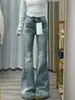 Jeans únicos de microcampana con pliegues para mujeres petite, de tiro bajo, que estilizan la figura, adelgazantes, versátiles pantalones bootcut de pierna recta