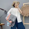 Artesanía original, gasa de algodón de doble capa, nueva camisa bordada de verano, top abotonado casual y versátil