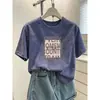 Camiseta de algodón puro para mujer, cuello redondo, manga corta, nueva moda 2026, casual, elegante, rejuvenecedora, color café, para verano
