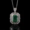 Huabi Joyería Fondo de Cobre Chapado en Oro Diamante de Alto Carbono Flor de Hielo Diamante Cuadrado Incrustación de Cobre Temperamento Lujo Ligero Colgante de Diamante Cuadrado Femenino 10*14