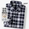 100% AlgodónOtoño Nuevo Algodón Puro Cepillado Cuadros Camisa de Manga Larga para Hombre, Casual, Resistente a las Arrugas, Versátil, Camisa Exterior