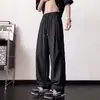 Pantalones cargo holgados plisados de secado rápido, pantalones rectos de moda para hombre, pantalones casuales de pierna ancha estilo paracaidista americano de verano para adolescentes