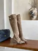 []2026 Invierno Nuevas Botas Largas Europeas y Americanas de Puntera Puntiaguda Tacón de Aguja Temperamento Moda Francesa Hebilla Sexy Apiladas