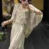 Cárdigan FeiyuVintage con Estampado de Plantas y Mangas Murciélago para Mujer, Chal Delgado de Gasa Protector Solar, Ropa Exterior Holgada y Casual