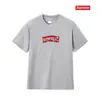Camiseta de Algodón Pesado Moda Americana Transfronteriza Estampado de Letras Supreme Cuello Redondo Manga Corta Unisex Holgada Casual para Hombres y Mujeres