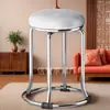Mesa de jantar de 46 cm de altura com estrutura de aço reforçada, design popular, aço inoxidável espessado e reforçado, banqueta alta estilosa para uso doméstico, banqueta redonda