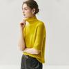 Suéter de Cashmere Feminino Novo para Outono e Inverno, Gola Meia-Alta, Manga Curta, Malha Fina, Camisa Base de Manga Média