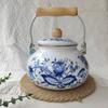 Tetera de Esmalte Engrosado, Hervidor de Agua, Cocina de Inducción, Cafetera para Té de la Tarde Francés, Tetera de Flores Retro, Olla para Medicamentos