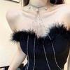 Collar de cadena larga con borlas y diamantes colgantes estilo Chanel para el cuerpo, cadena de diamantes de imitación para todo el cuerpo, accesorios de cadena para la cintura, cadena sexy para el pecho.