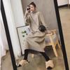 Moda Gestante Primavera e Outono 2025 Novo Vestido Fashionável e Slim Longo Solto Tricô Base Suéter Vestido