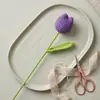 Flores de Tricô Feitas à Mão em Fio Tulipa, Produtos Acabados de Crochê, Presentes para o Dia das Mães e Dia dos Namorados, Buquês de Flores Artificiais, Venda por Atacado de Presentes