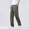 Calças Casuais Masculinas de Tencel Lyocell com Sensação de Frescor, Calças Longas Retas Largas, Calças Masculinas Elásticas de Caimento Elegante para Negócios, Perna Larga