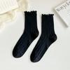 Calcetines finos transpirables absorbentes de sudor para mujer de primavera y verano estilo japonés con orejas de madera huecas hasta la mitad del tobillo sin costuras calcetines de felpa helado